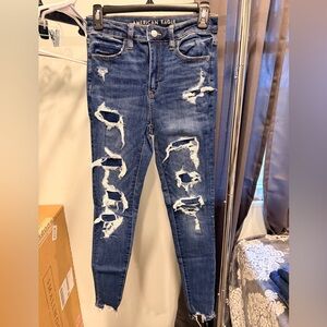 American Eagle Outfitters Ripped Blue Skinny Jeans